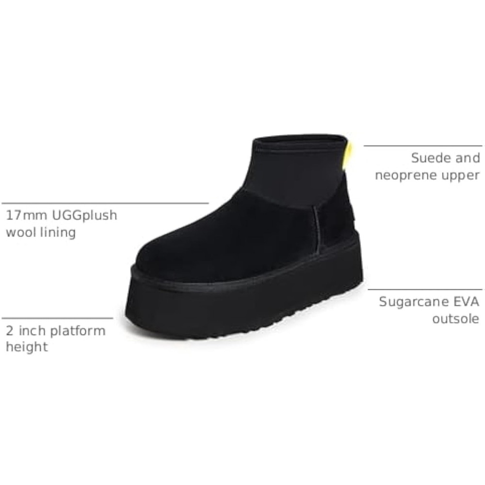 UGG women’s classic lil dipper Black Platform Ankle Boots - Picture 5 of 14